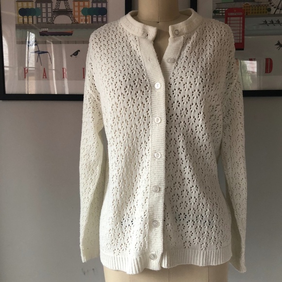 Pointelle Knit Cardigan - Picture 2 of 8